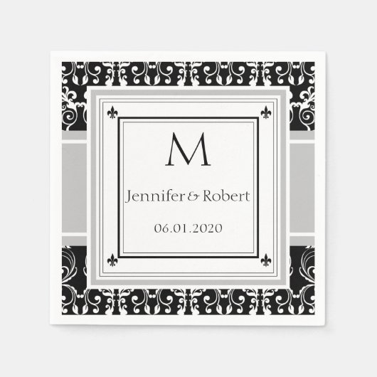 Monogram Damask Trouwservet Servet (Voorkant)