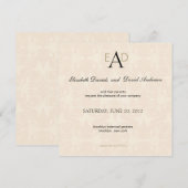 Monogram Damask - trouwuitnodiging Kaart (Voorkant / Achterkant)