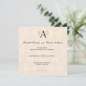 Monogram Damask - trouwuitnodiging Kaart (Staand voorkant)