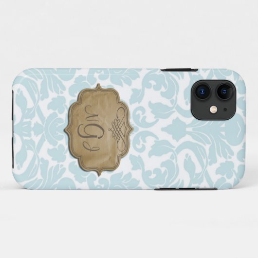 Monogram Damask Turquoise iPhone 5 Hoesje (Achterkant (horizontaal))