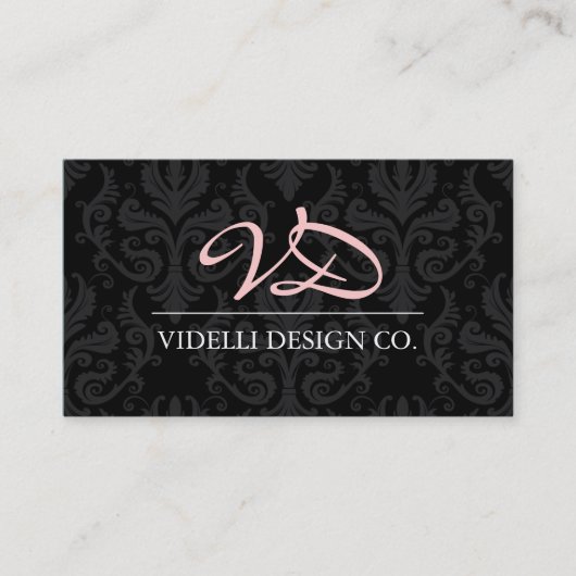 Monogram Damask Visitekaartje (Voorkant)