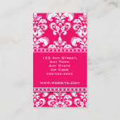 Monogram Damask Visitekaartjes Roze en Wit (Achterkant)