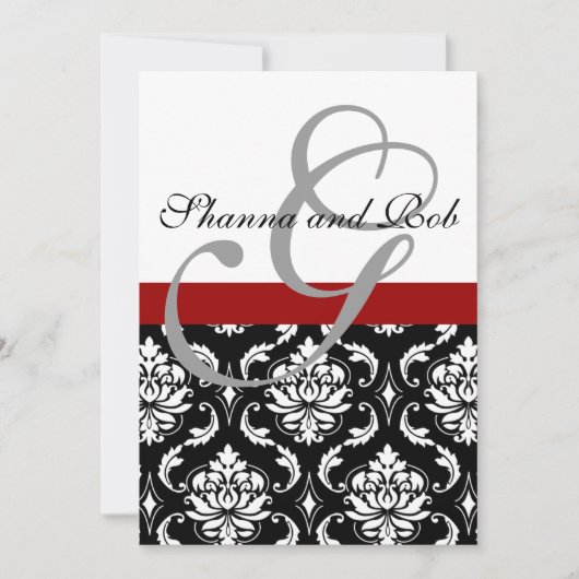 Monogram Damask Weddenschap 5 x 7 inch Kaart (Voorkant)