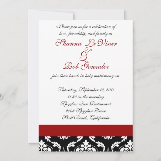 Monogram Damask Weddenschap 5 x 7 inch Kaart (Achterkant)