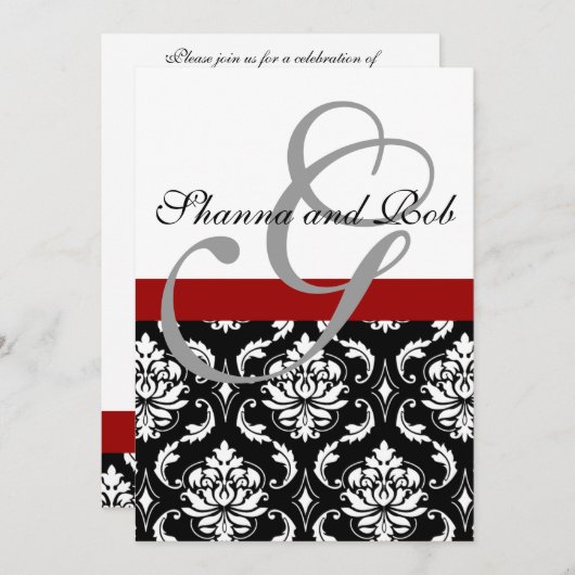 Monogram Damask Weddenschap 5 x 7 inch Kaart (Voorkant / Achterkant)
