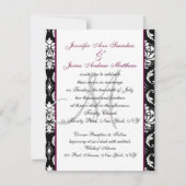 Monogram Damask Wedding Invitations Kaart (Achterkant)