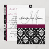 Monogram Damask Wedding Invitations Kaart (Voorkant / Achterkant)