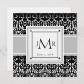 Monogram Damask Wedding Uitnodiging (Voorkant / Achterkant)
