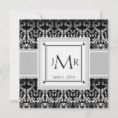 Monogram Damask Wedding Uitnodiging (Voorkant)