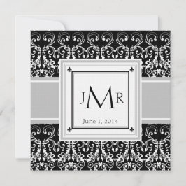 Monogram Damask Wedding Uitnodiging