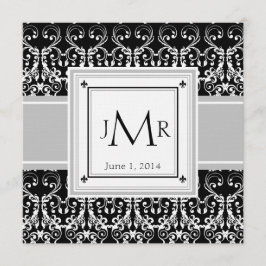Monogram Damask Wedding Uitnodiging
