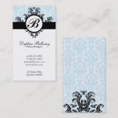 Monogram Damast (babyblauw) Visitekaartje (Voorkant / Achterkant)