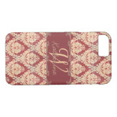 Monogram damast Case-Mate iPhone case (Achterkant (Horizontaal))