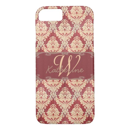 Monogram damast Case-Mate iPhone case (Achterkant)