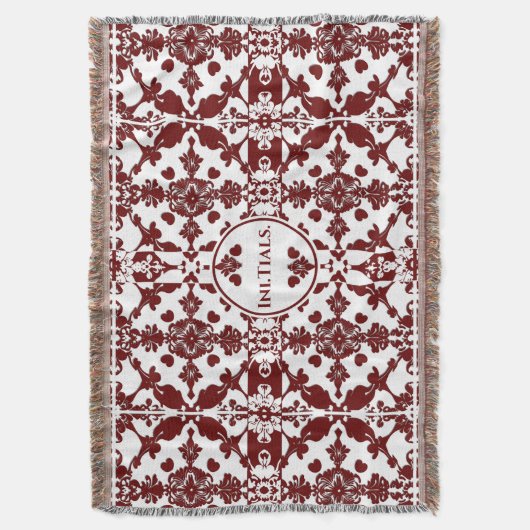 Monogram  damast deken (Voorkant Verticaal)