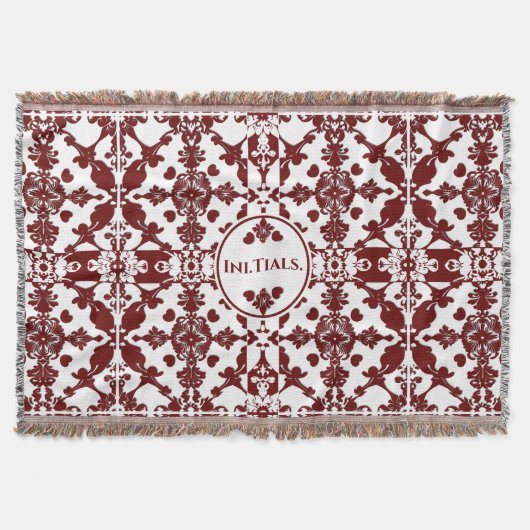 Monogram  damast deken (Voorkant)