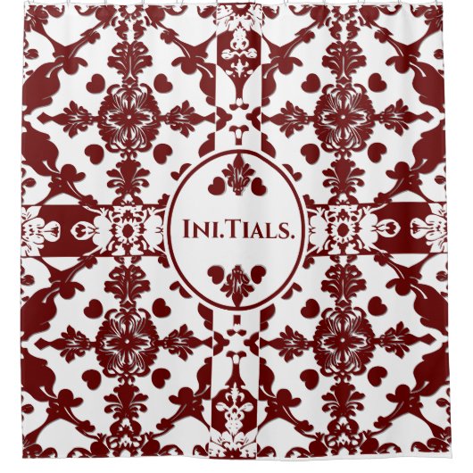 Monogram  damast douchegordijn (Voorkant)