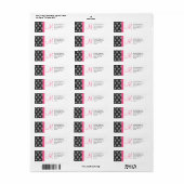 Monogram Damast roze Adresetiketten Etiket (Full Sheet)