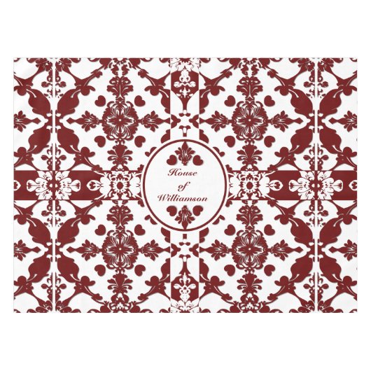 Monogram damast tafelkleed (Voorkant (Horizontaal))