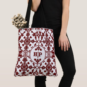 Monogram damast tote bag