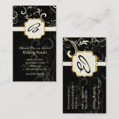 Monogram, damast + wervelingen visitekaartjes (Voorkant / Achterkant)