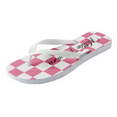 Monogram dambord motief roze en wit voor haar teenslippers (Schuin)