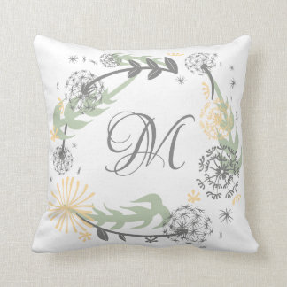 Monogram Dandelion Wreath Pillow (kan aanpassen) Kussen