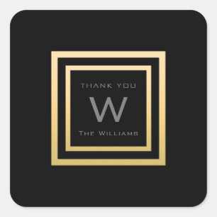 Monogram Dank Goud Lijst Minimalisme VIP Bruiloft Vierkante Sticker