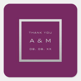 Monogram Dank Grijs Lijst Zilveren Bruiloft Marsal Vierkante Sticker