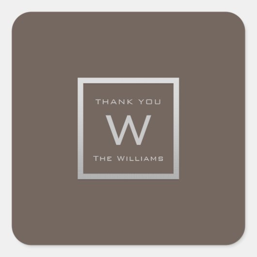 Monogram Dank Grijze Zilver Lijst VIP Weddenschap  Vierkante Sticker (Voorkant)
