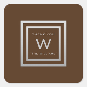 Monogram Dank Grijze Zilver Lijst VIP Weddenschap  Vierkante Sticker
