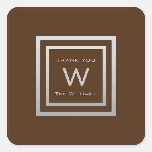 Monogram Dank Grijze Zilver Lijst VIP Weddenschap  Vierkante Sticker (Voorkant)