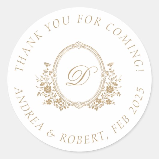 Monogram 'Dank je voor je komst' Stickers (Voorkant)