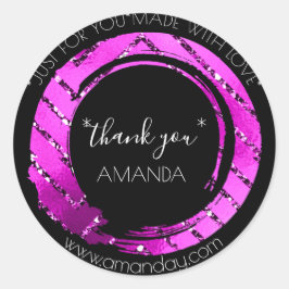 Monogram Dank je Web Boutique Winkel Hot Pink Ronde Sticker