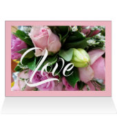 Monogram Dank u bruiloft roze rozen (Binnen Horizontaal (Boven))