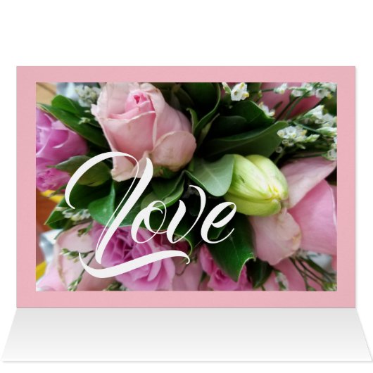 Monogram Dank u bruiloft roze rozen (Binnen Horizontaal (Boven))