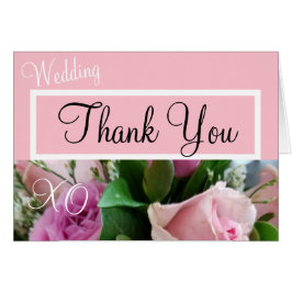 Monogram Dank u bruiloft roze rozen