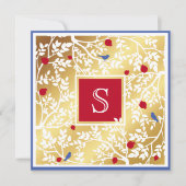 Monogram Dank u Elegant Birds & Branches Kaart (Voorkant)