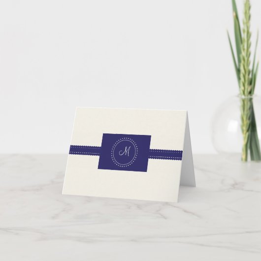 Monogram Dank U (marine) Bedankkaart (Voorkant)
