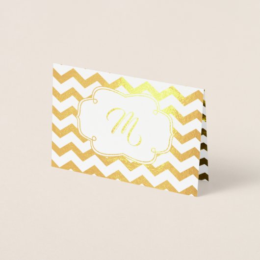Monogram | Dank u wel | Chevron Stipes Folie Kaarten (Voorkant)