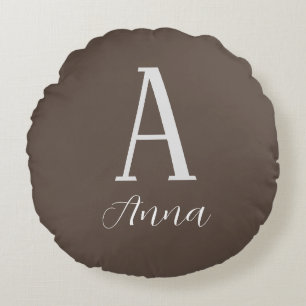 Monogram Dark Autumn vibe Round Pillow Rond Kussen