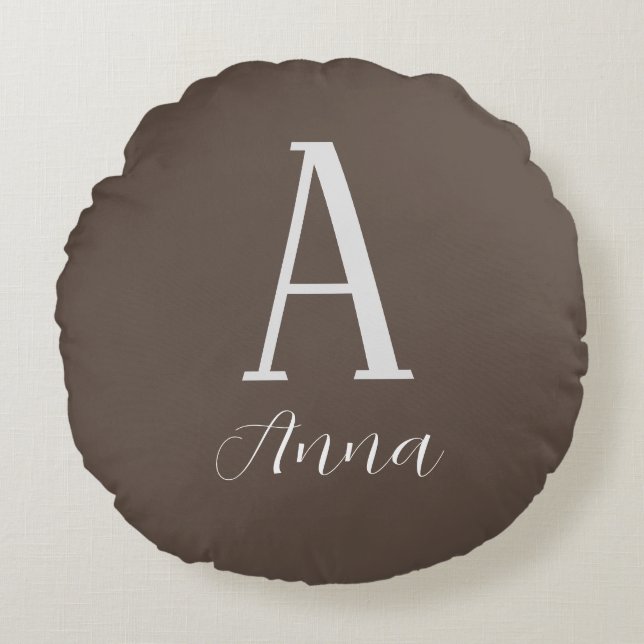 Monogram Dark Autumn vibe Round Pillow Rond Kussen (Voorkant)