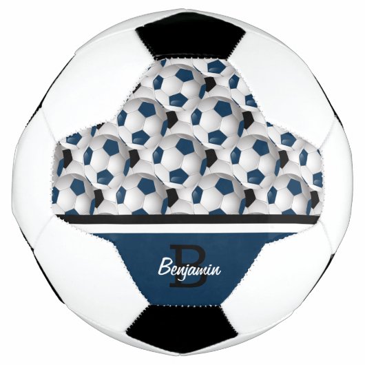 Monogram Dark Blue Black Voetbal Pattern (Voorkant)