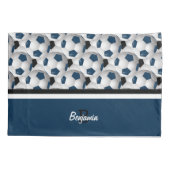 Monogram Dark Blue Black Voetbal Pattern Kussensloop (Achterkant)