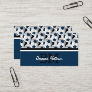 Monogram Dark Blue Voetbal Pattern Visitekaartje