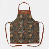 Monogram Dark Boho Terracotta Sage Botanisch Schort (Voorkant)