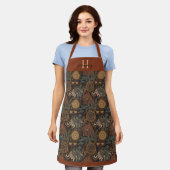 Monogram Dark Boho Terracotta Sage Botanisch  Schort (Gedragen)