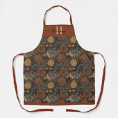 Monogram Dark Boho Terracotta Sage Botanisch  Schort (Voorkant)