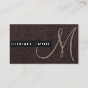 Monogram Dark Brown Elegant Canvas Visitekaartje