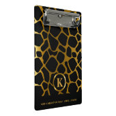 Monogram Dark Gold en Black Giraffe Pattern Mini Klembord (Schuin)
